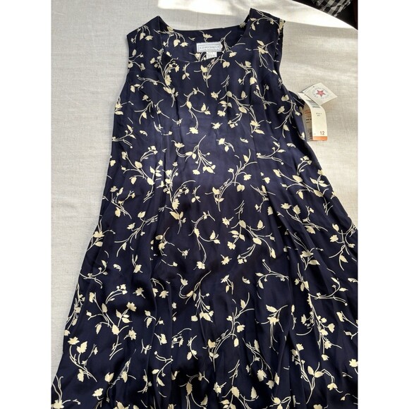 NWT E.D. Michaels by Melanie Druker Vintage Navy Floral Midi Dress Size 12 Boho - Picture 4 of 10